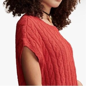 Lucky Brand Cable Knit Sweater Vest Womens XL Red 100% Cotton Sleeveless